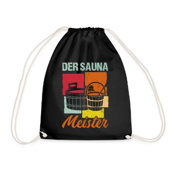 Sauna Wellness Saunagänger Finnische Sauna Spruch - Turnbeutel - Schwarz - Vorne