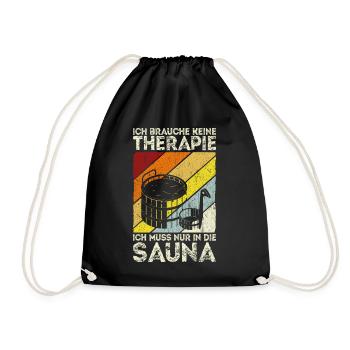 Sauna Wellness Saunagänger Finnische Sauna Spruch - Turnbeutel - Schwarz - Vorne