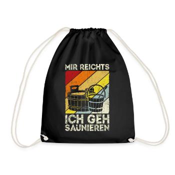 Sauna Wellness Saunagänger Finnische Sauna Spruch - Turnbeutel - Schwarz - Vorne