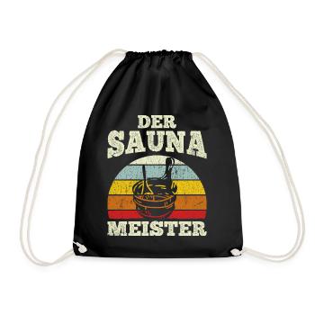 Sauna Wellness Saunagänger Finnische Sauna Spruch - Turnbeutel - Schwarz - Vorne
