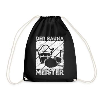 Saunameister - Geschenk Sauna Spruch Saunieren - Turnbeutel - Schwarz - Vorne