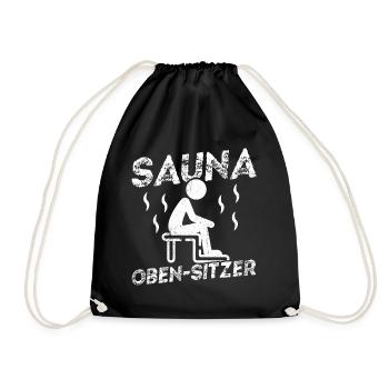 Sauna Wellness Saunagänger Finnische Sauna Spruch - Turnbeutel - Schwarz - Vorne