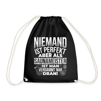Saunameister - Geschenk Sauna Spruch Saunieren - Turnbeutel - Schwarz - Vorne