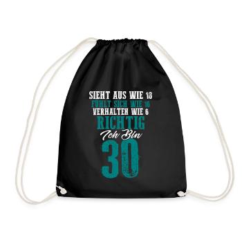 Vintage 30 Jahre Mann 30ter Geschenk 30. Geburtsta - Turnbeutel - Schwarz - Vorne