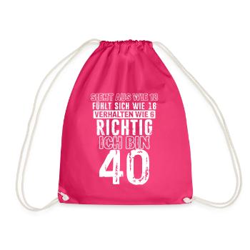 Vintage 40 Jahre Mann 40ter Geschenk 40. Geburtsta - Turnbeutel - Fuchsia - Vorne
