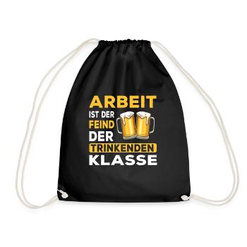 Bier - Arbeit ist der Feind der trinkenden Klasse - Turnbeutel - Schwarz - Vorne