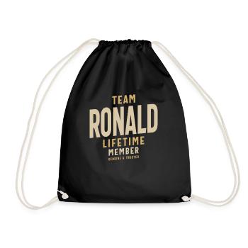 Team Ronald Lifetime Member Personalized Name - Drawstring Bag - black - Front