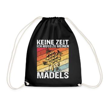 Imker Spruch - Keine Zeit ich muss zu meinen Mädel - Turnbeutel - Schwarz - Vorne
