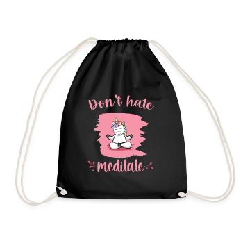 Unicorn Meditation Relaxation Yoga Gift - Drawstring Bag - black - Front