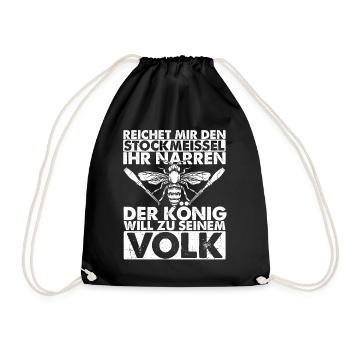 Stockmeissel König Volk Biene Imker Bienenzüchter - Turnbeutel - Schwarz - Vorne