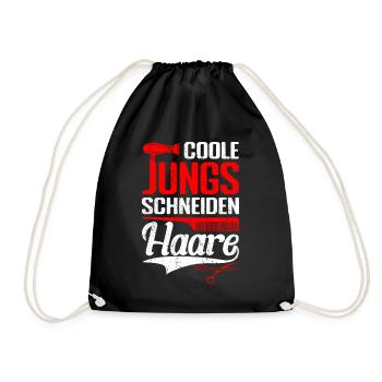Coole Jungs schneiden Haare - Friseur Barber Gesch - Turnbeutel - Schwarz - Vorne