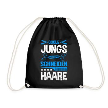 Coole Jungs schneiden Haare - Friseur Barber Gesch - Turnbeutel - Schwarz - Vorne