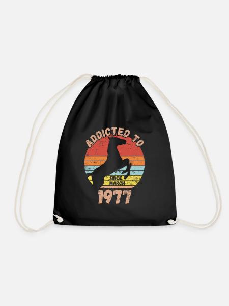 Geburtstag Pferde Reiten März 1977 - Turnbeutel - Schwarz