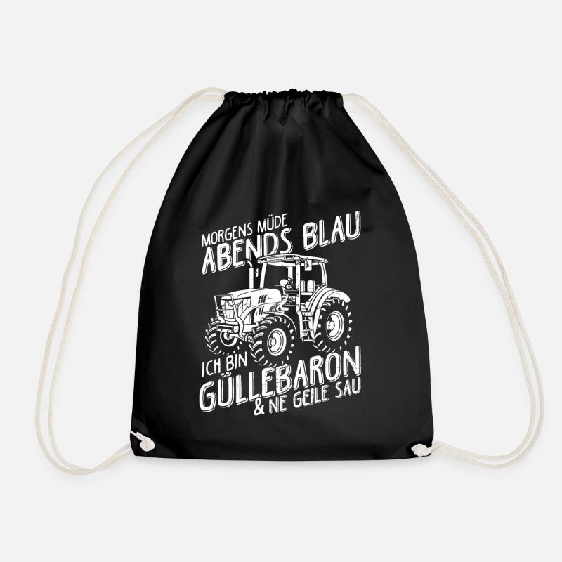 Morgens müde Abends Blau, Güllebaron und ne geile - Turnbeutel - Schwarz