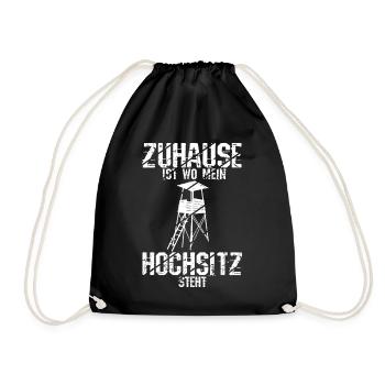 Zuhause ist wo mein Hochsitz ist - Jäger Jagen Ges - Turnbeutel - Schwarz - Vorne