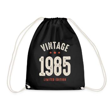 Vintage Born in 1985 - 37th Birthday Retro - Drawstring Bag - black - Front
