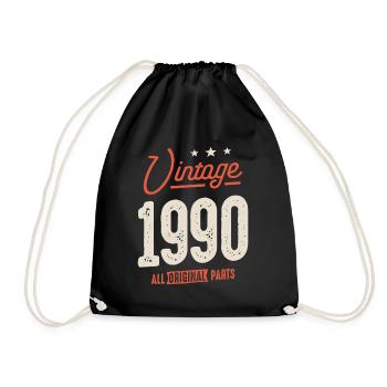 Vintage Born in 1990 - 32nd Birthday Retro - Drawstring Bag - black - Front
