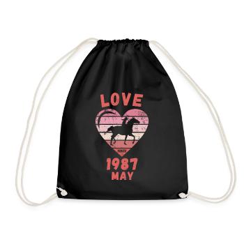 Love Horse Riding Birthday May 1987 - Drawstring Bag - black - Front
