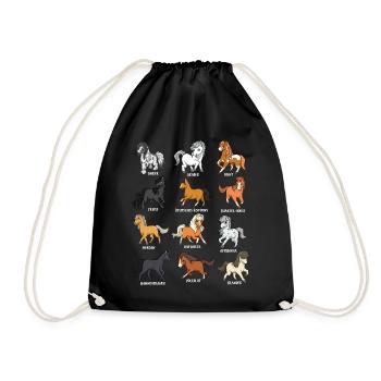 De nombreuses races de chevaux - Chevaux Kawaii de dessin animé - Sac de sport léger - noir - Devant