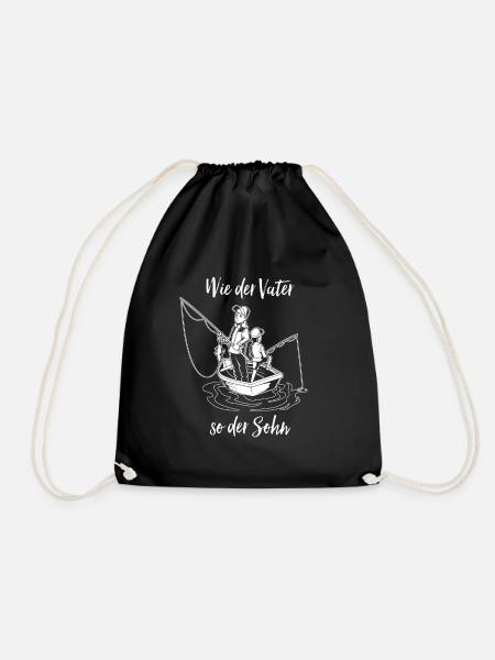 Angeln und Fischen - Vater und Sohn - Turnbeutel - Schwarz