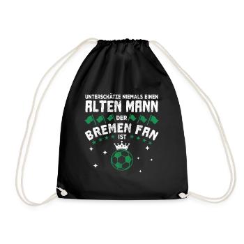 Alter Mann - Bremen Fan | Fußball Fan Design - Turnbeutel - Schwarz - Vorne