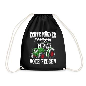Traktor Landwirt Trecker Echte Männer Geschenk für - Turnbeutel - Schwarz - Vorne