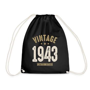 Vintage 1943 - 79th Birthday Retro Classic - Drawstring Bag - black - Front