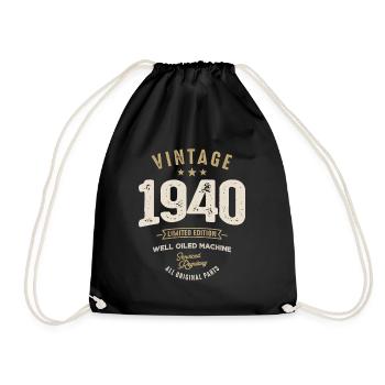 Vintage 1940 - 82nd Birthday Retro Classic - Drawstring Bag - black - Front