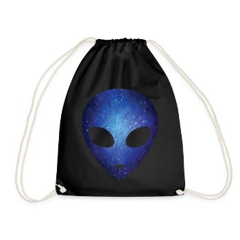 Psychedelic Alien Head Kosmische Galaxie Weltraum - Turnbeutel - Schwarz - Vorne