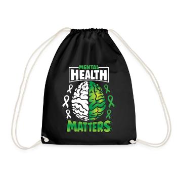 Mental Health Matters Spread Awareness Brain - Drawstring Bag - black - Front