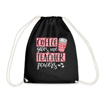 Coffee Gives Me Teacher Powers Cute Funny Coffee - Drawstring Bag - black - Front