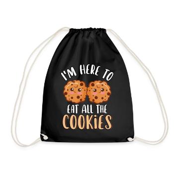 Je suis ici pour manger tous les biscuits mignons biscuits drôles - Sac de sport léger - noir - Devant