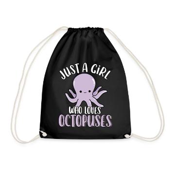 Just A Girl Who Loves Octopuses Cute Funny Marine - Drawstring Bag - black - Front