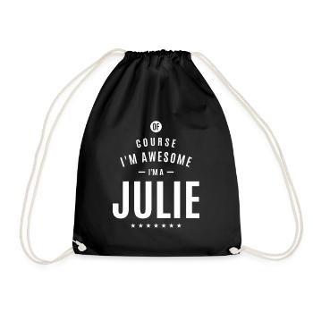 Julie Personalized Name - Drawstring Bag - black - Front