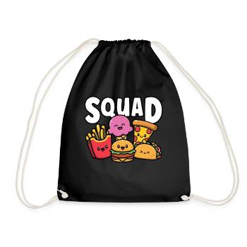 Junk Food Squad Nette lustige Fast-Food-Liebhaber Feinschmecker - Turnbeutel - Schwarz - Vorne