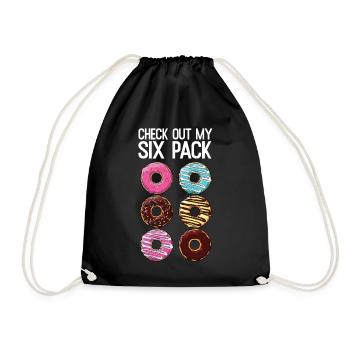 Check Out My Six Pack Funny Donut Lover Dad BOD - Drawstring Bag - black - Front