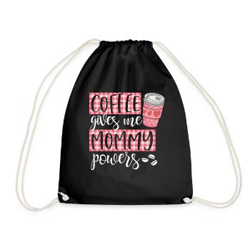 coffee gives me mommy powers darks - Drawstring Bag - black - Front