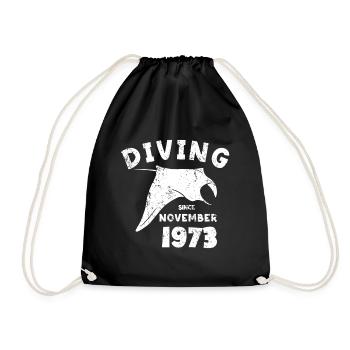 Anniversaire du plongeur - Plongée depuis novembre 1973 - Sac de sport léger - noir - Devant