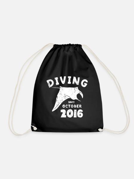Diver Birthday - Diving since October 2016 - Drawstring Bag - black