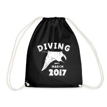 Diver Birthday - Diving since March 2017 - Drawstring Bag - black - Front