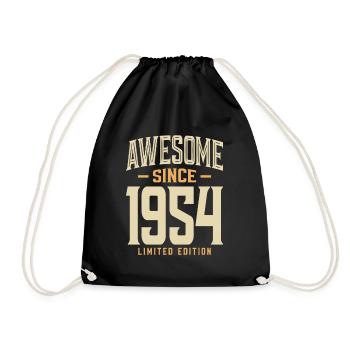 Awesome Since 1954 69th Birthday - Drawstring Bag - black - Front