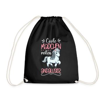Coole Mädchen reiten Andalusier - Turnbeutel - Schwarz - Vorne