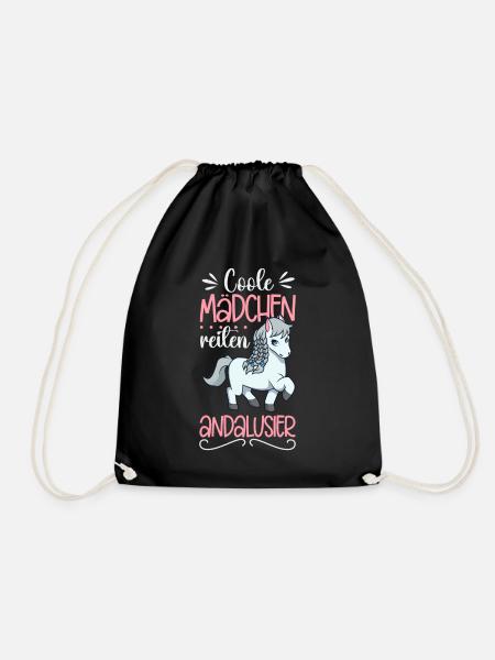 Coole Mädchen reiten Andalusier - Turnbeutel - Schwarz