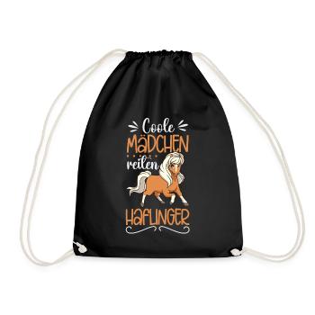 Coole Mädchen reiten Haflinger - Turnbeutel - Schwarz - Vorne