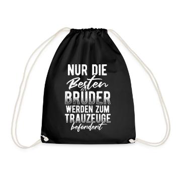 Trauzeuge Hochzeit Heirat JGA Party Bester Bro Bru - Turnbeutel - Schwarz - Vorne