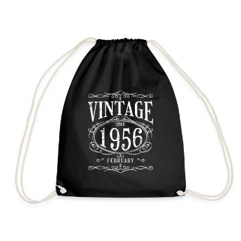 Birthday - Vintage since February 1956 - Drawstring Bag - black - Front
