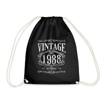 Anniversaire - Millésime depuis Octobre 1988 - Sac de sport léger - noir - Devant