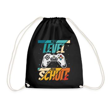 Neue Schule Bye Bye Grundschule next Level Gamecon - Turnbeutel - Schwarz - Vorne