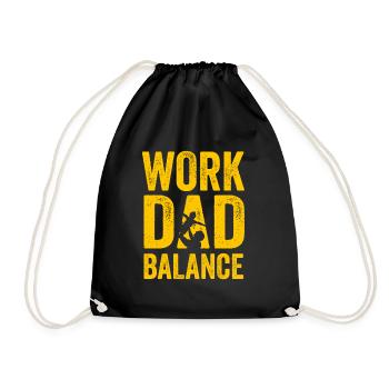 Gift for Father's Day Work Dad Balance - Drawstring Bag - black - Front