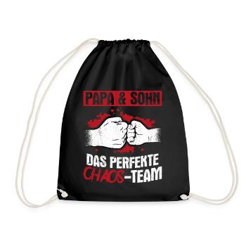 Papa & Sohn Das Perfekte Chaos Team - Vatertag Bes - Turnbeutel - Schwarz - Vorne